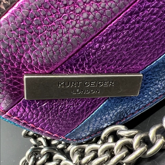 Kurt Geiger Rainbow Striped Heart Crossbody in Multicolor Leather - Picture 7 of 12